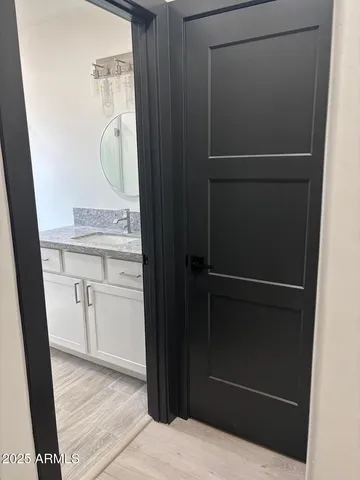 a room with a fireplace