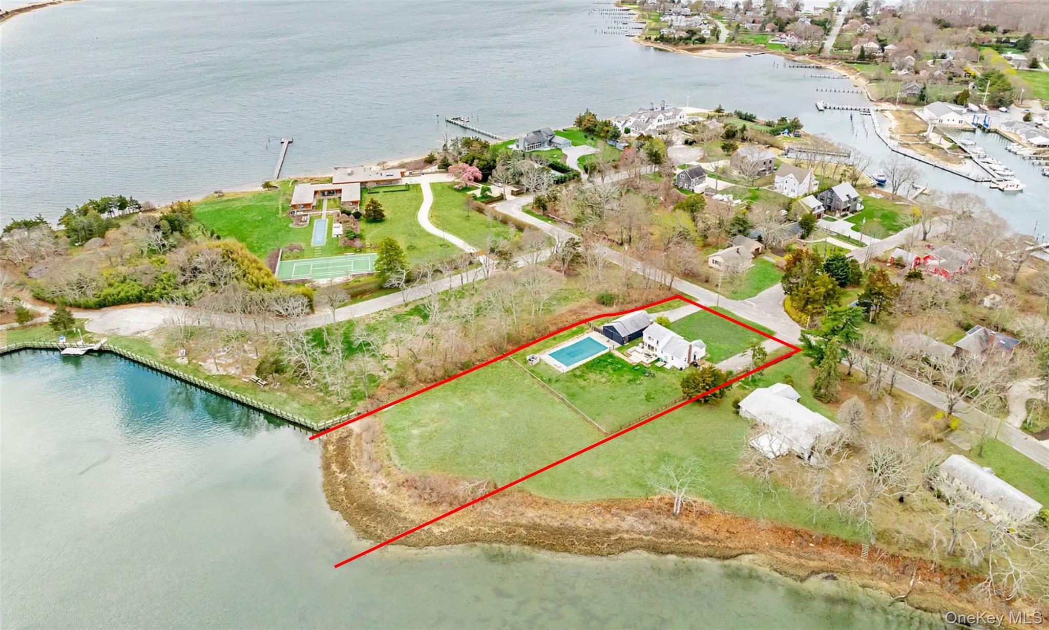 13 Tarkettle Road Shelter Island, NY 11964 - Photo 1 of 23 Lined aerial view of property to the water
