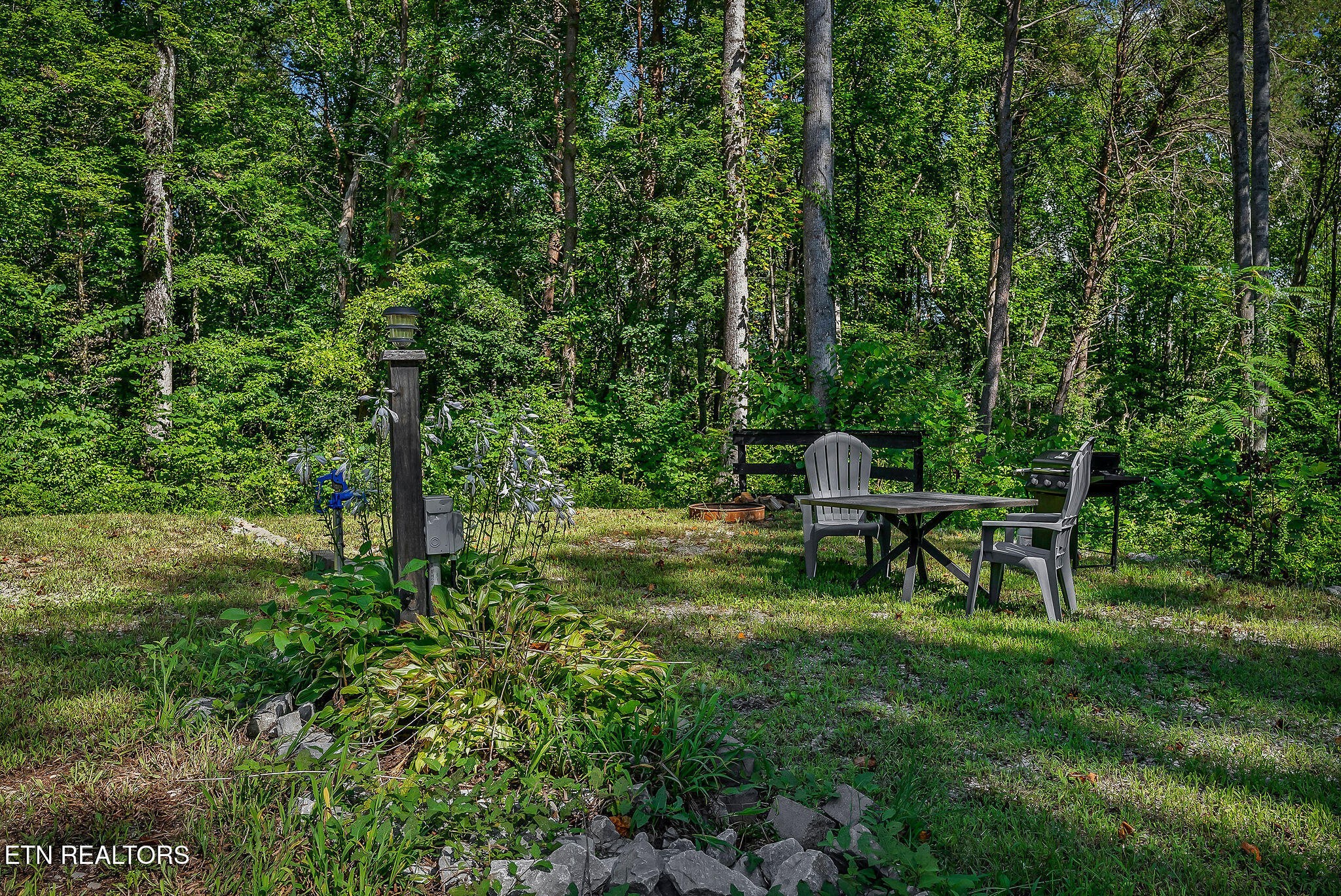 3247 Moodyville Road Byrdstown, TN 38549 - Photo 23 of 27 a garden with a bench and some trees