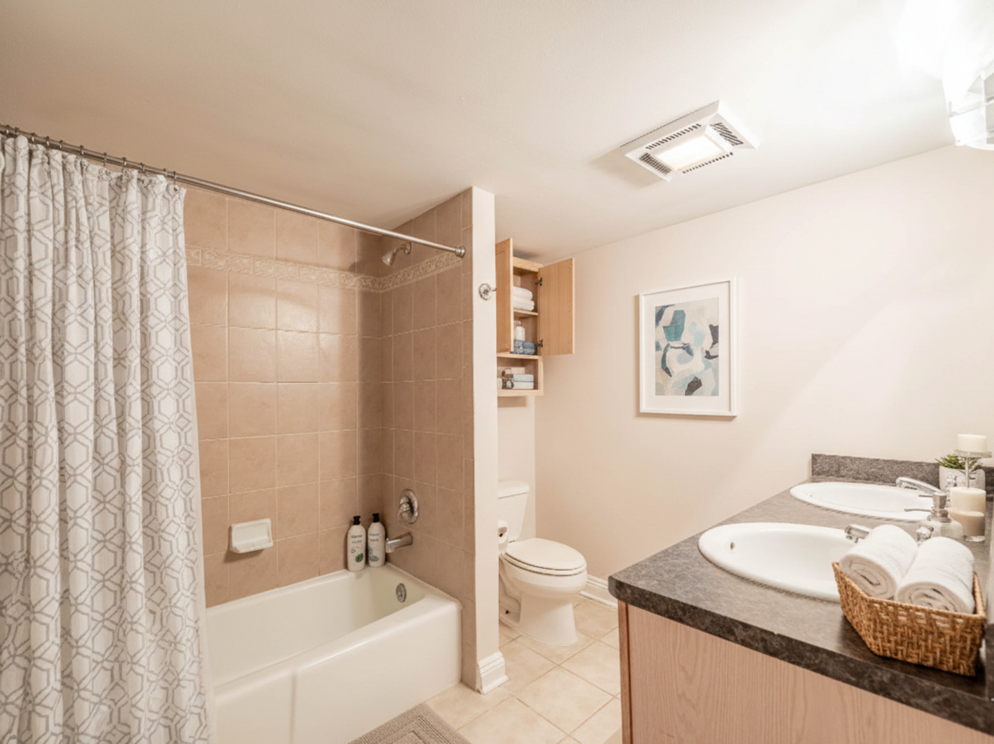 144 East Bailey Road, Unit D Naperville, IL 60565 - Photo 6 of 8 a bathroom with a granite countertop sink and a mirror