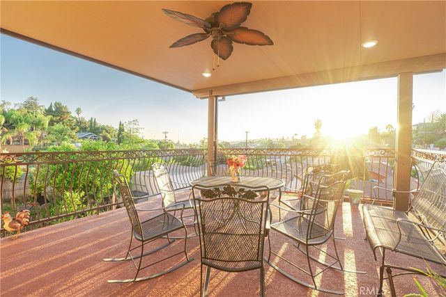 a view of a balcony with an ocean view