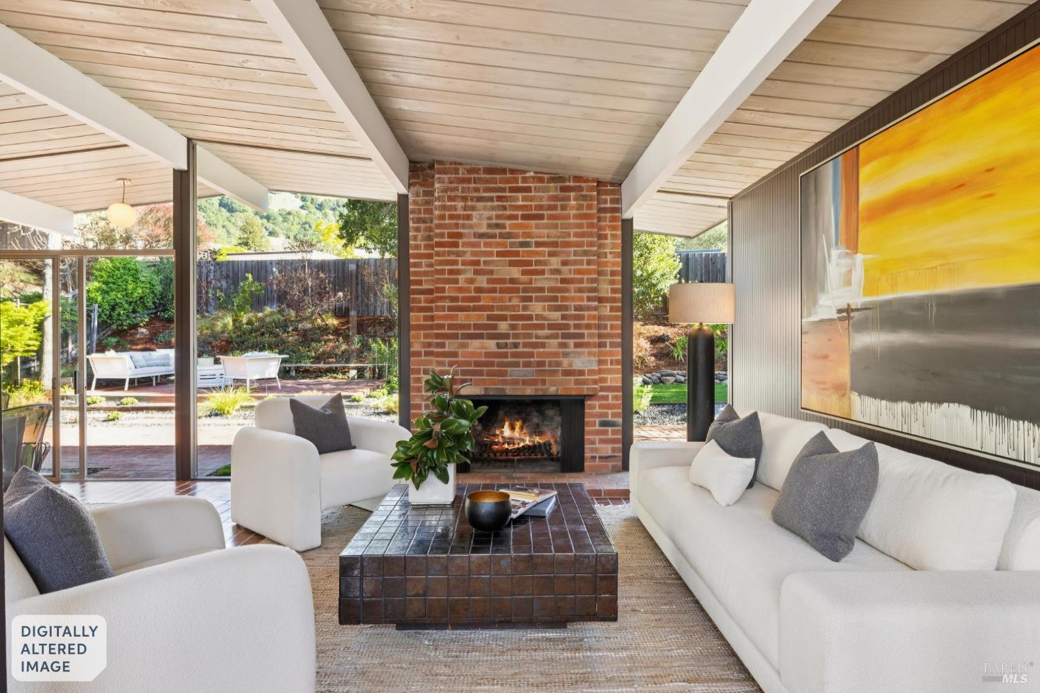 1200 Idylberry Road San Rafael, CA 94903 - Photo 3 of 58 a living room with furniture fireplace and a large window
