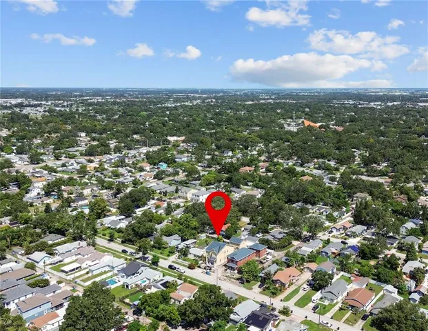 an aerial view of multiple house