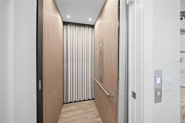 a view of a balcony with furniture