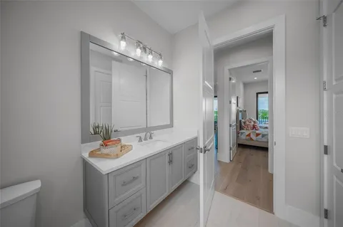 a view of a park with large trees