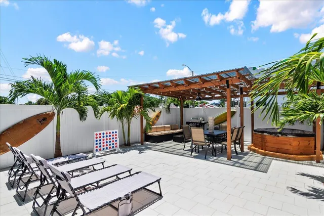 a outdoor space with furniture