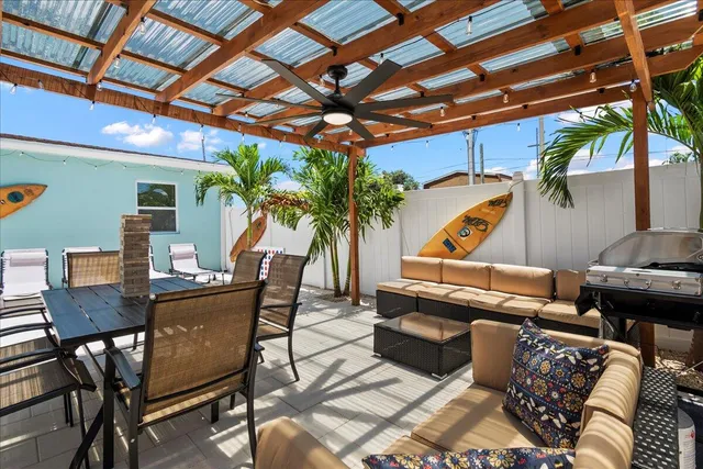 a outdoor space with furniture