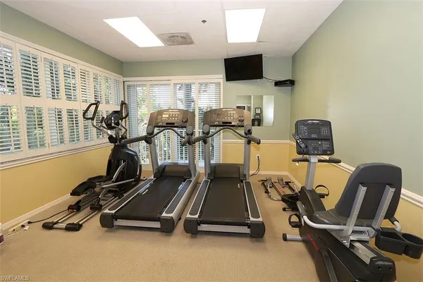 a view of a room with gym equipment