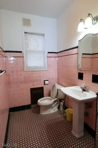 a bathroom with a sink toilet a mirror and vanity