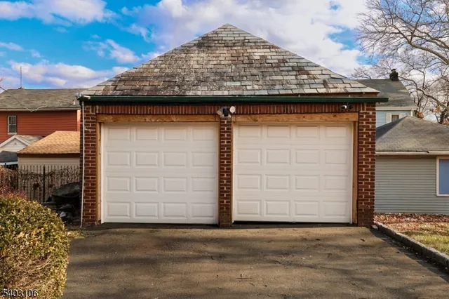 a view of outdoor space and garage