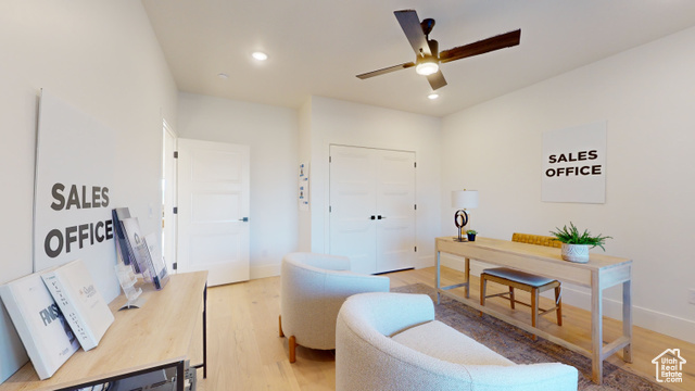 657 North Heritage Street, Unit 9 Mapleton, UT 84664 - Photo 10 of 10 Office featuring light wood-type flooring, recessed lighting, and ceiling fan