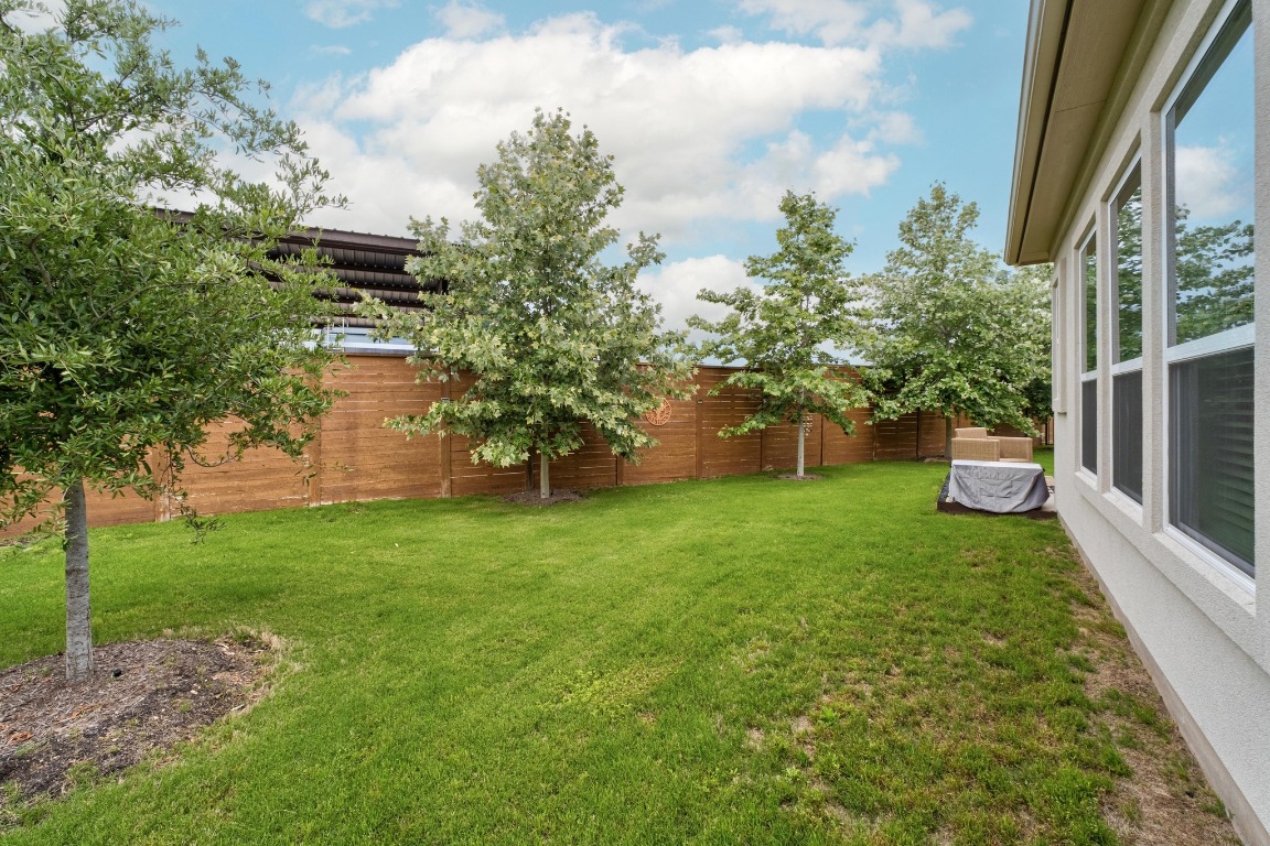 144 Monterey Oak Trail Georgetown, TX 78628 - Photo 26 of 28 a view of a backyard with plants and a garden