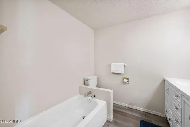 a bathroom with a bathtub