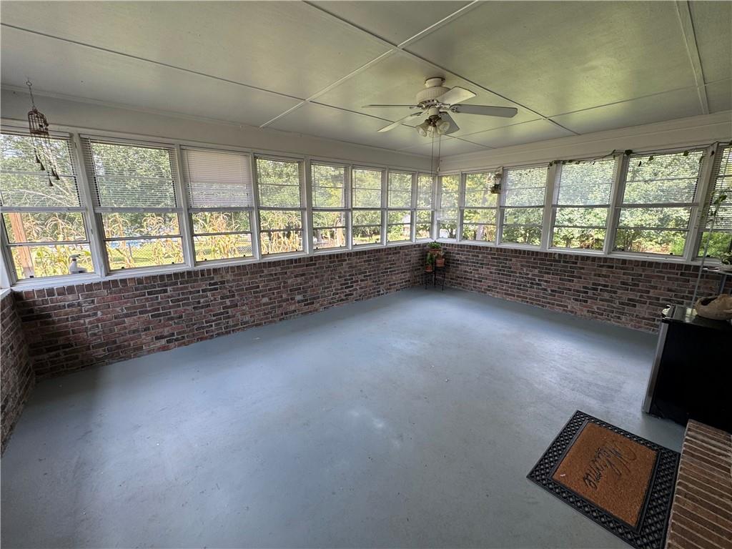 an empty room with windows