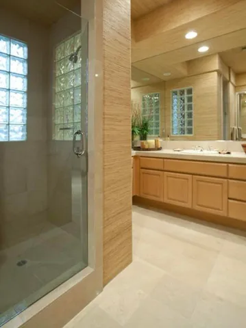 a bathroom with a bathtub and a sink