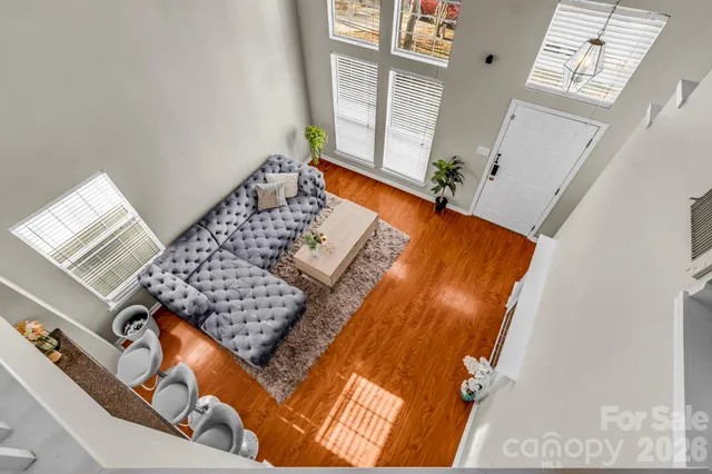 view of living room with wooden floor