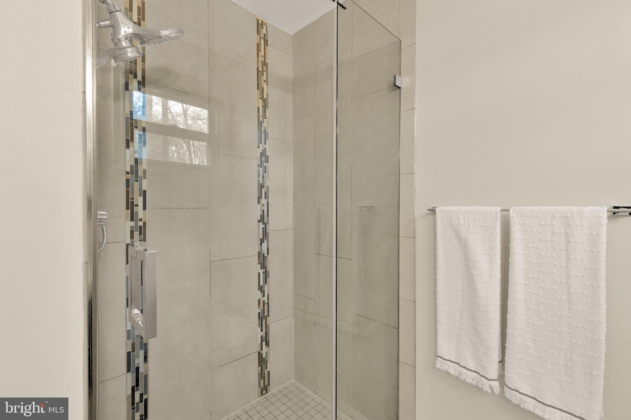 6800 Riata Court Springfield, VA 22153 - Photo 19 of 37 Sleek modern shower with elegant tiles.