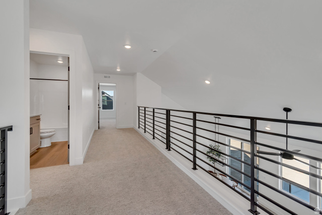 1302 1475 East, Unit 40 Payson, UT 84651 - Photo 27 of 34 Hallway featuring light carpet and recessed lighting