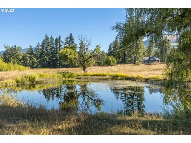 a view of a lake with outdoor space