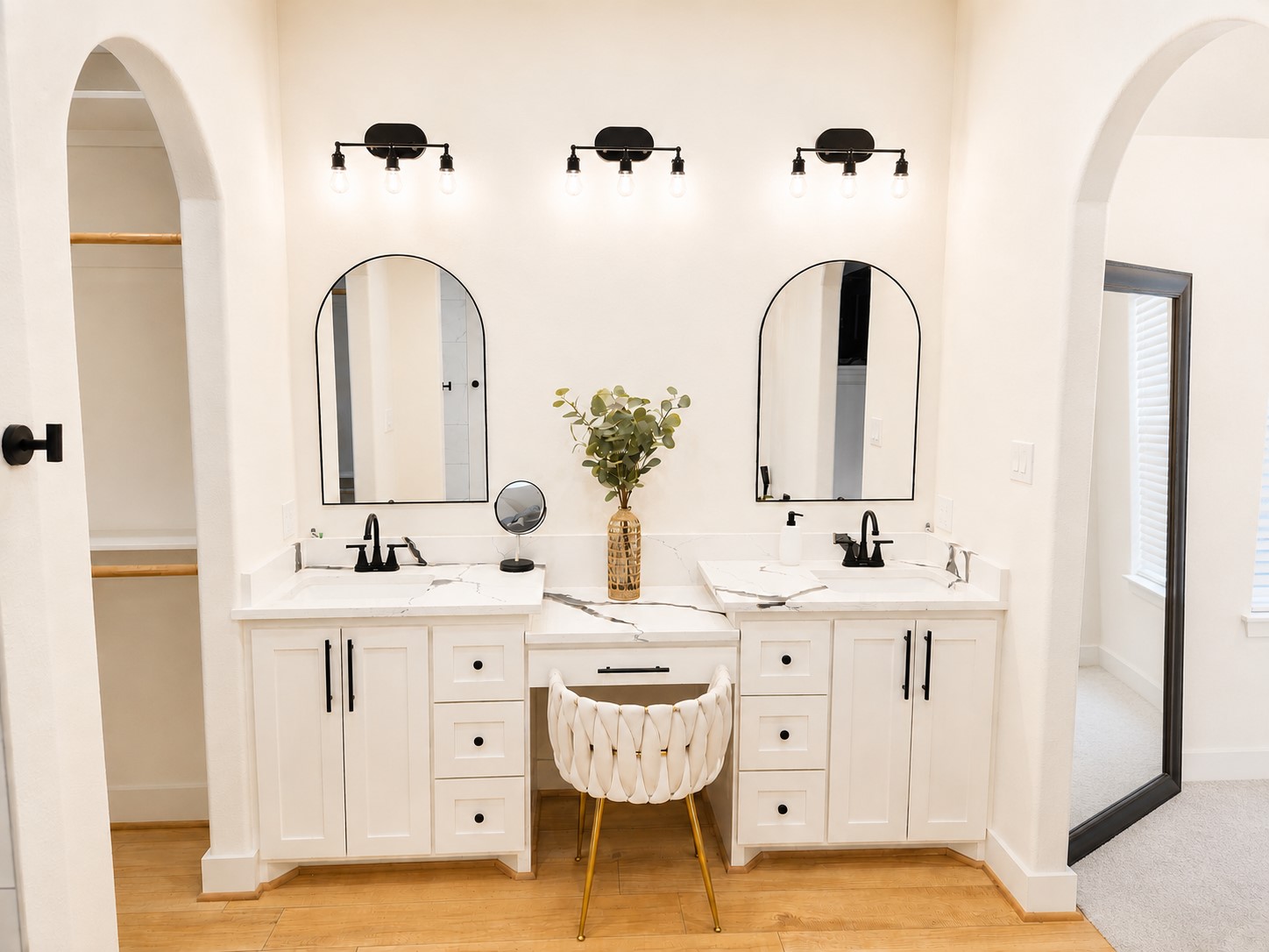 440 Farm To Market 223 Shepherd, TX 77371 - Photo 24 of 40 Relax and unwind in the luxurious primary bath complete with a custom tiled walk-in shower, freestanding soaking tub, upgraded fixtures, sophisticated finishes, designer lighting, and timeless black-and-white finishes