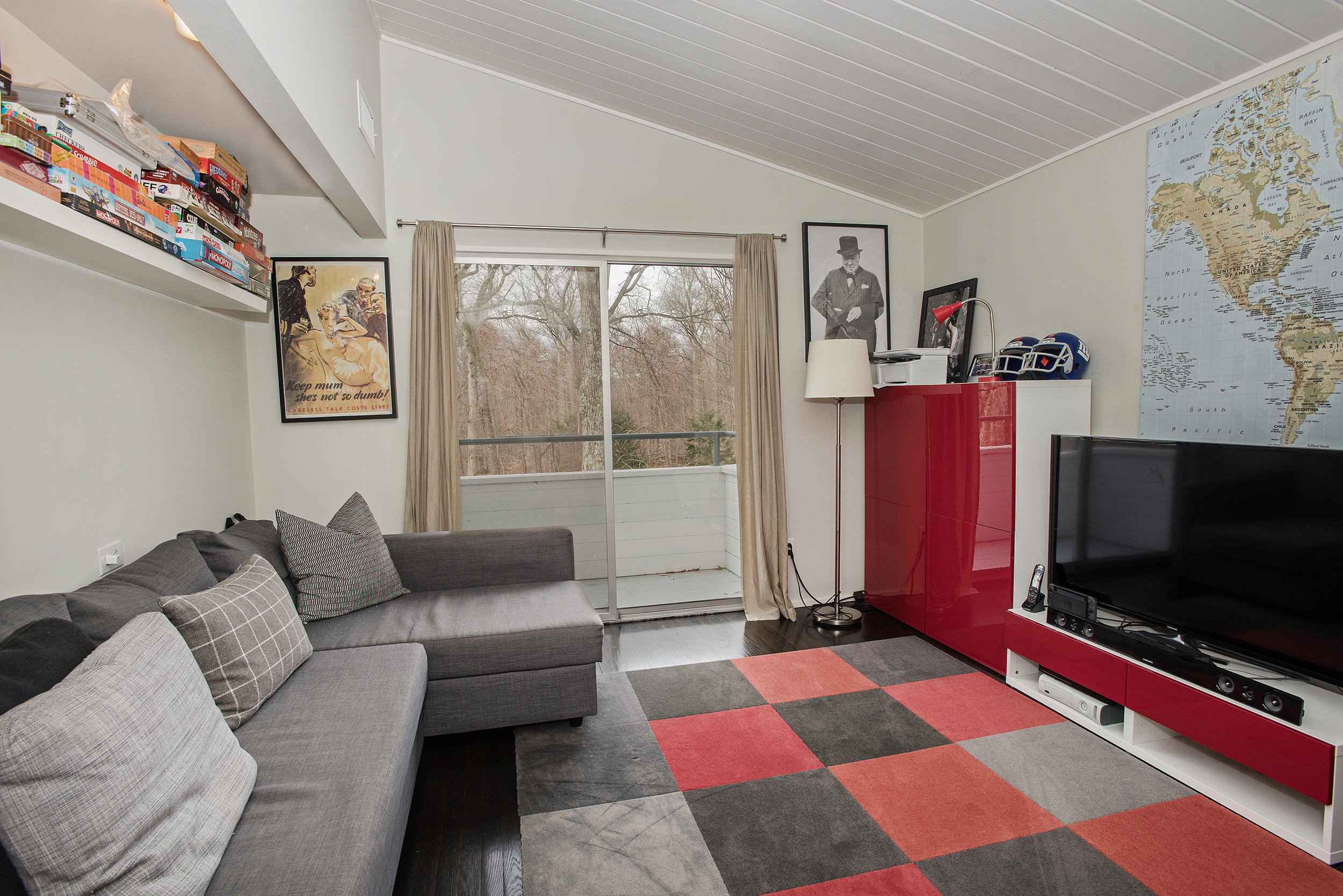 46 Benedict Hill Road New Canaan, CT 06840 - Photo 23 of 50 a living room with furniture and a flat screen tv