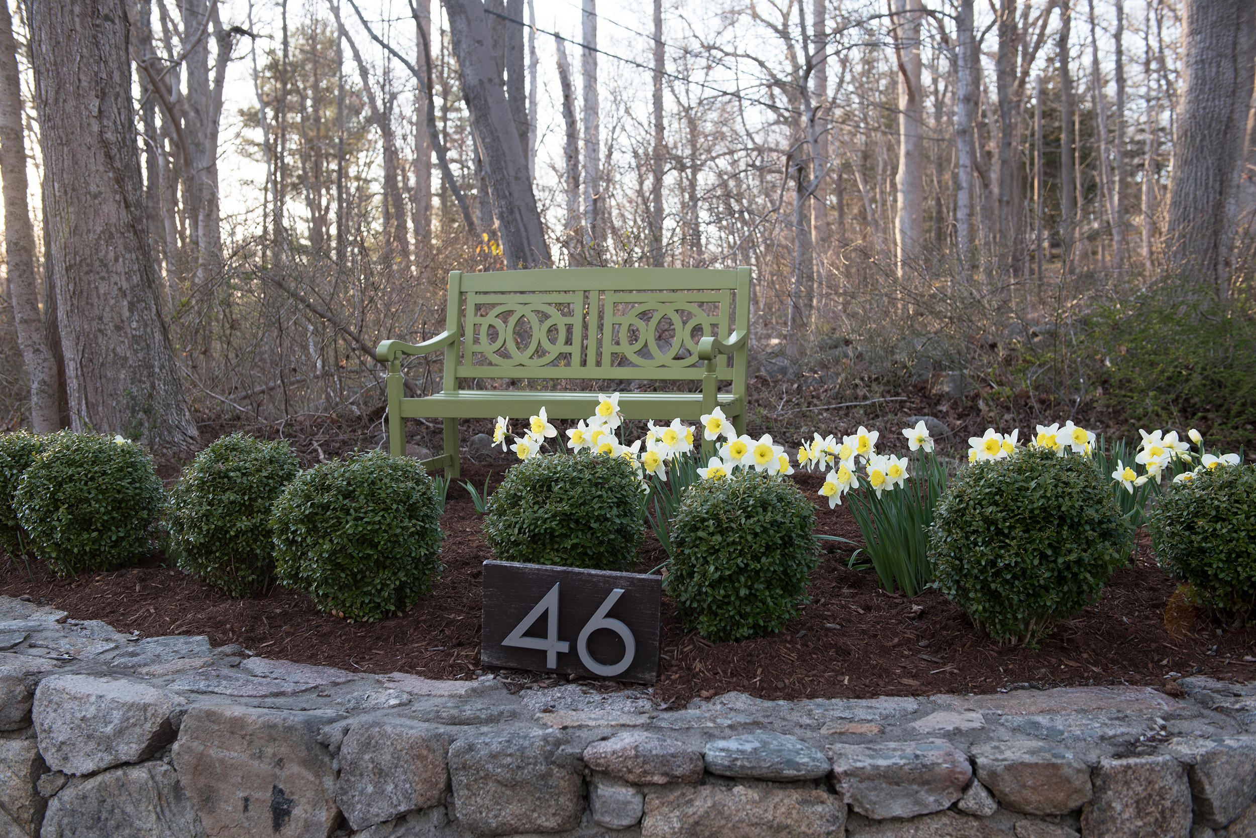 46 Benedict Hill Road New Canaan, CT 06840 - Photo 29 of 50 a sign that is sitting in the middle of forest