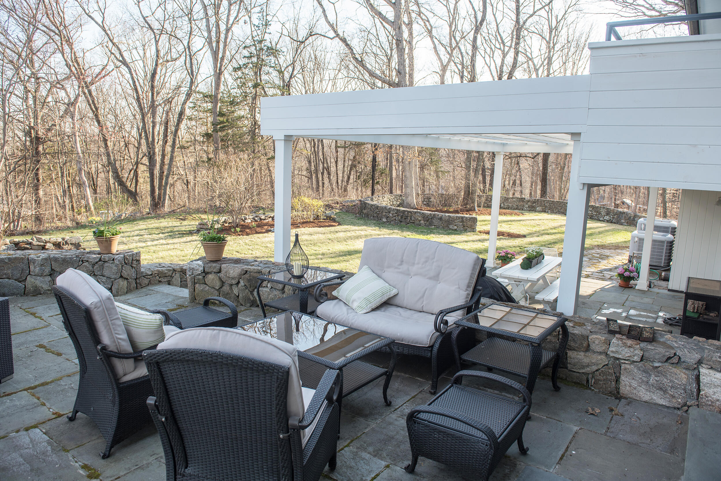 46 Benedict Hill Road New Canaan, CT 06840 - Photo 39 of 50 a view of pool with outdoor seating and large trees