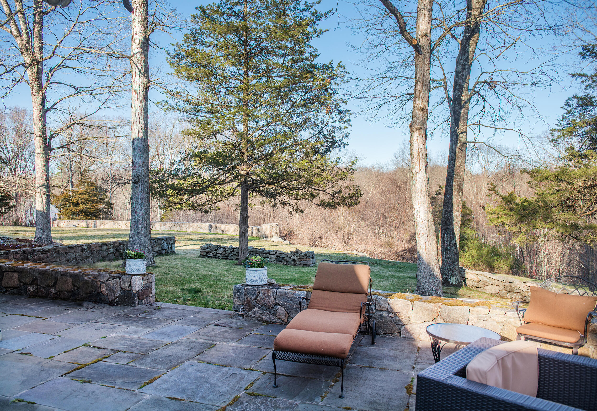 46 Benedict Hill Road New Canaan, CT 06840 - Photo 40 of 50 a view of backyard with seating space and trees
