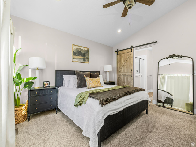 7 Sterling Loop Vineyard, UT 84059 - Photo 21 of 43 Vaulted ceiling featuring a ceiling fan with integrated lighting