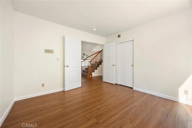 a view of small space with wooden floor