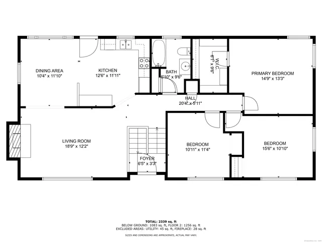 a picture of a bench in a white building