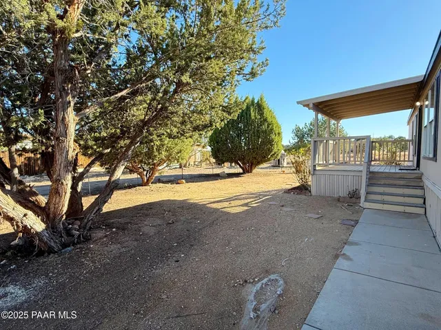 a view of backyard and trees