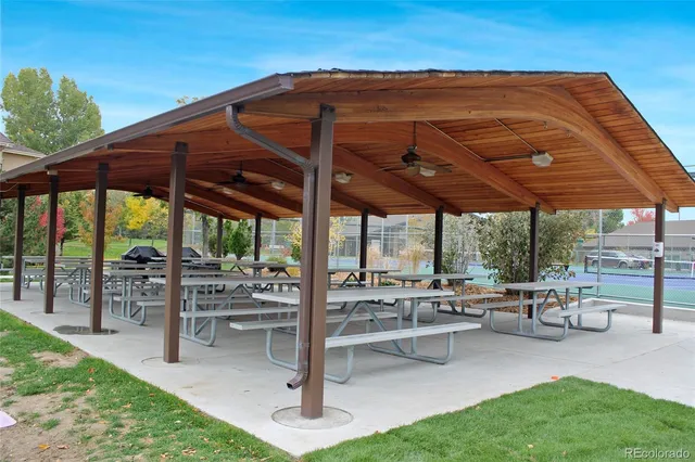 a view of a street and a building in the background