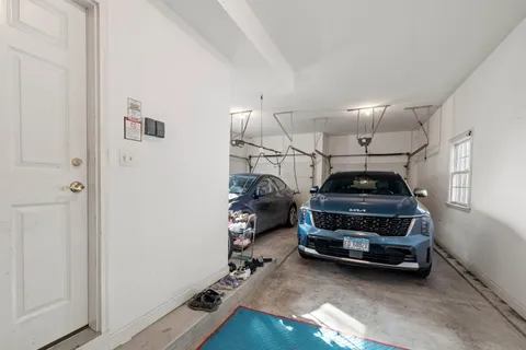 a car parked in a garage