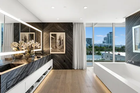 a living room with a large window