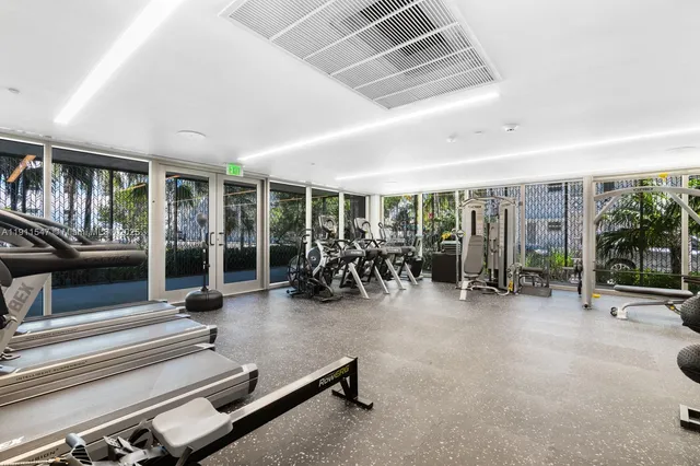 a view of a room with gym equipment