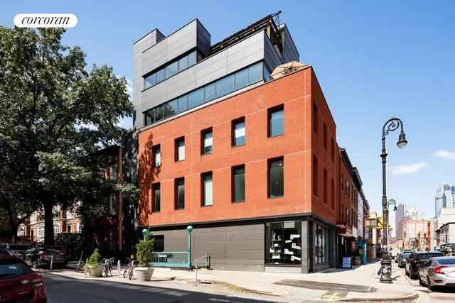 a front view of a building with street