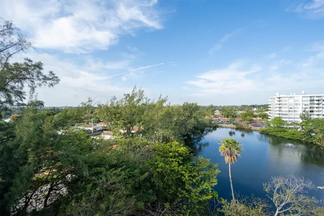 a view of a lake with houses