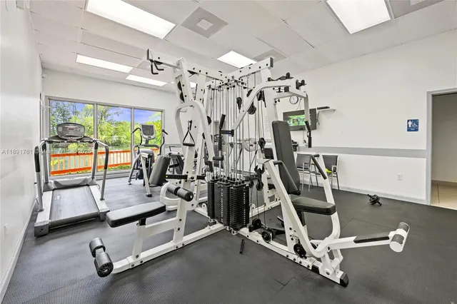 a view of a room with gym equipment