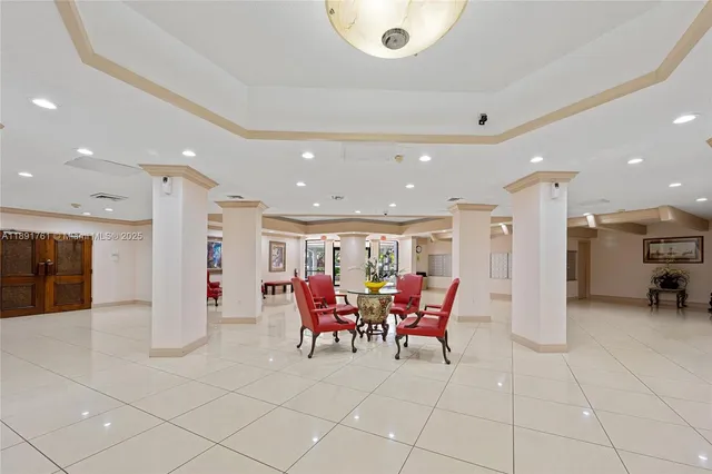 a view of a dining area with furniture