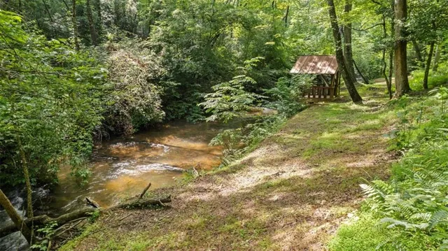 a backyard of a house with lots of green space