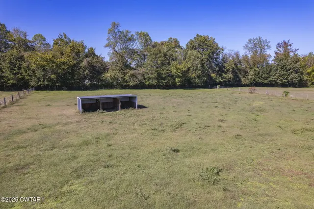 a view of a yard with swimming pool