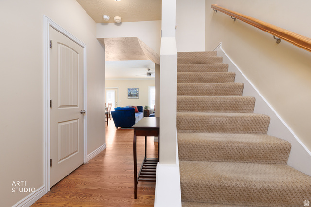 6761 950 East Midvale, UT 84047 - Photo 5 of 44 Entryway featuring wood-finish flooring, white baseboards, and a paneled door