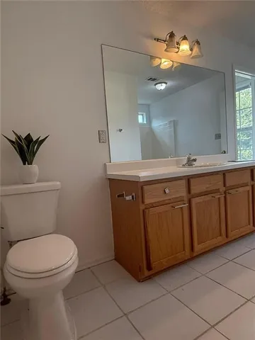 a bathroom with a toilet a sink and mirror