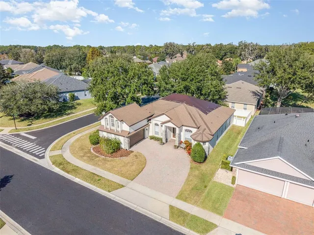 an aerial view of a house