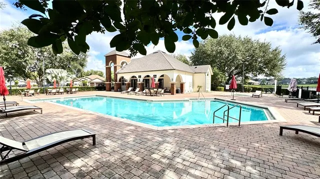 a view of a park with slide