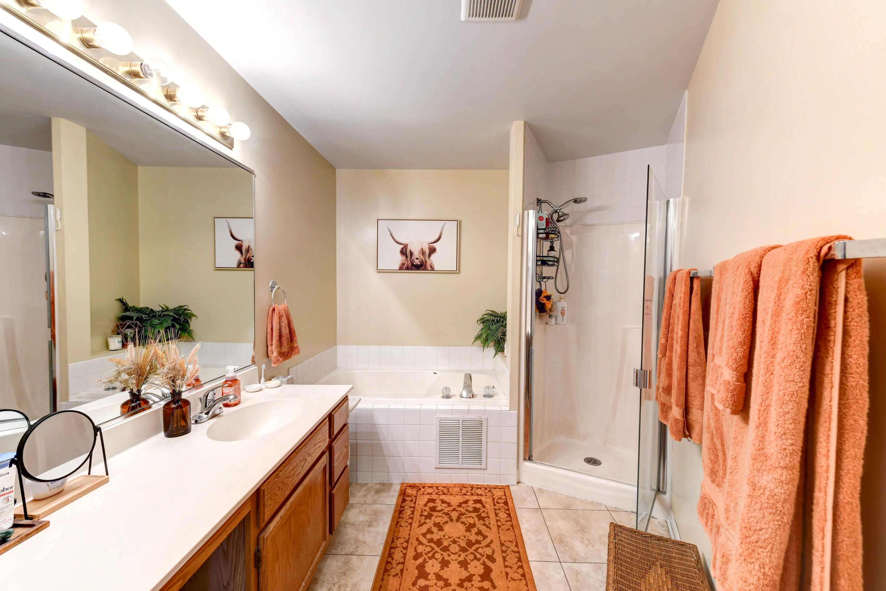 2343 99th Street, Unit 1A Highland, IN 46322 - Photo 13 of 18 a bathroom with a sink a tub and a mirror