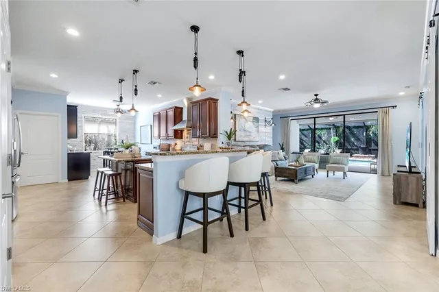 a view of a dining area with furniture