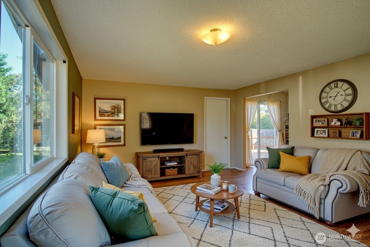 1214 36th Street Anacortes, WA 98221 - Photo 17 of 35 a living room with furniture and a flat screen tv