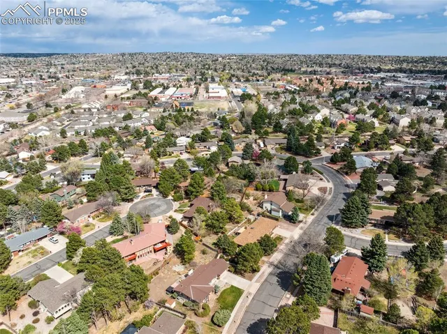 an aerial view of a city